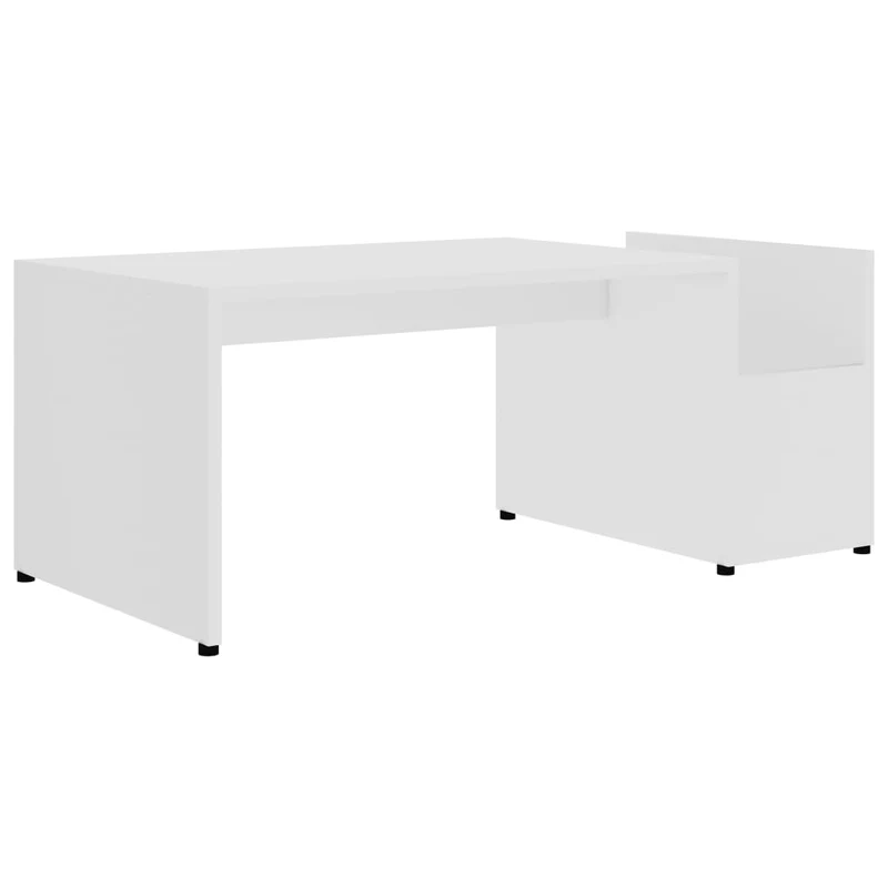 Table basse avec compartiment rangement design moderne et contemporaine 90 x 45 x 35 cm bois d’ingénierie blanc DEC037987