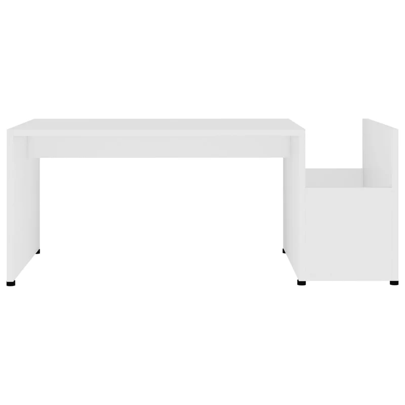 Table basse avec compartiment rangement design moderne et contemporaine 90 x 45 x 35 cm bois d’ingénierie blanc DEC037987