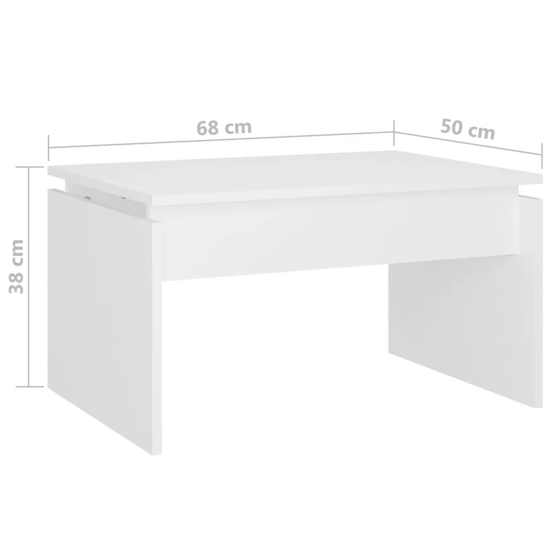 Table basse design moderne et contemporaine 68 x 50 x 38 cm bois d'ingénierie blanc DEC037934