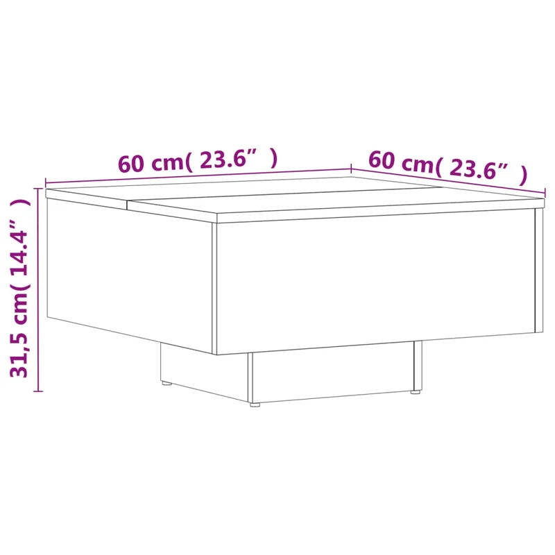 Table basse design moderne et contemporaine 60 x 60 x 31,5 cm bois d'ingénierie blanc DEC037927