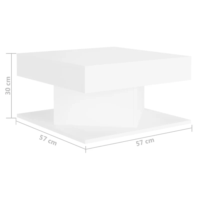 Table basse design moderne et contemporaine 57 x 57 x 30 cm bois d'ingénierie blanc DEC037905