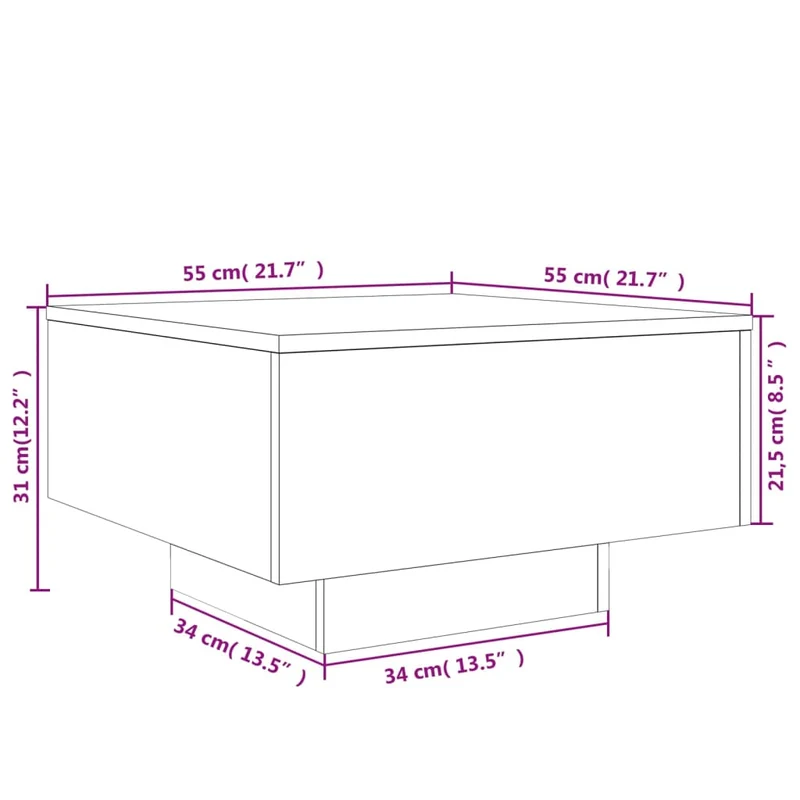 Table basse design moderne et contemporaine 55 x 55 x 31 cm bois d'ingénierie blanc DEC037896