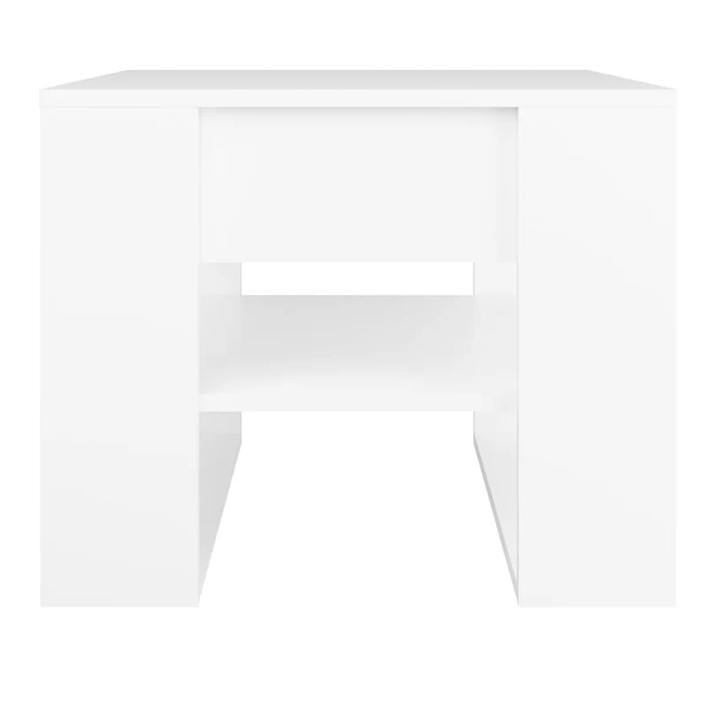 Table basse avec étagères design moderne et contemporaine 55,5 x 55 x 45 cm bois d'ingénierie blanc DEC037895