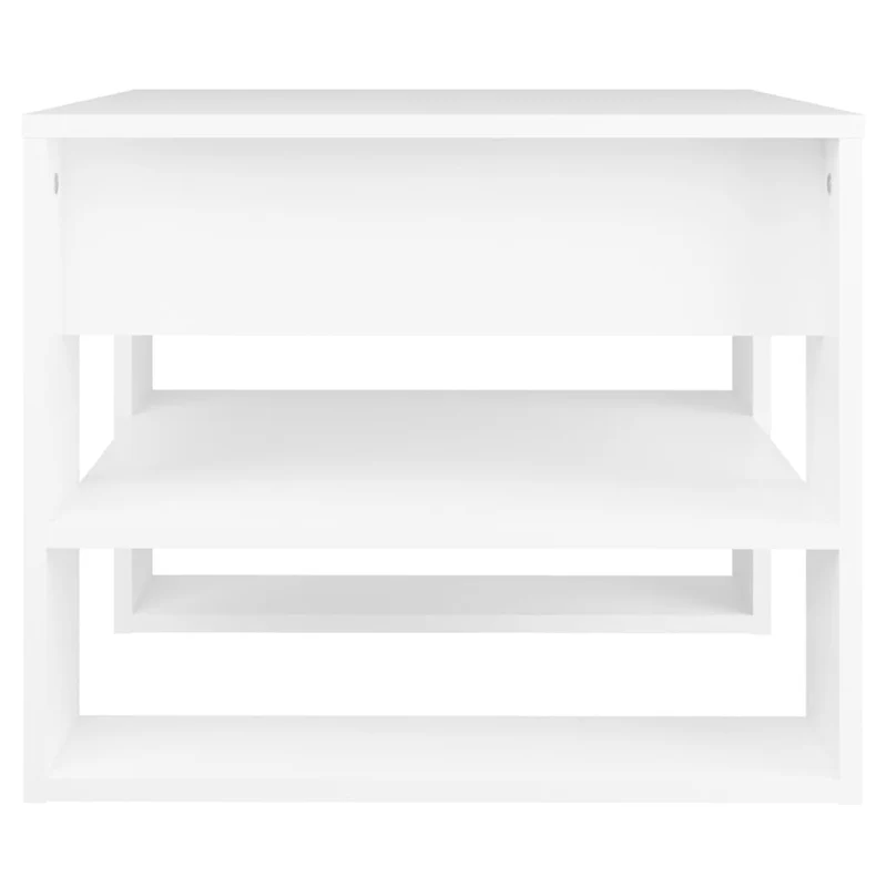 Table basse avec étagères design moderne et contemporaine 55,5 x 55 x 45 cm bois d'ingénierie blanc DEC037895
