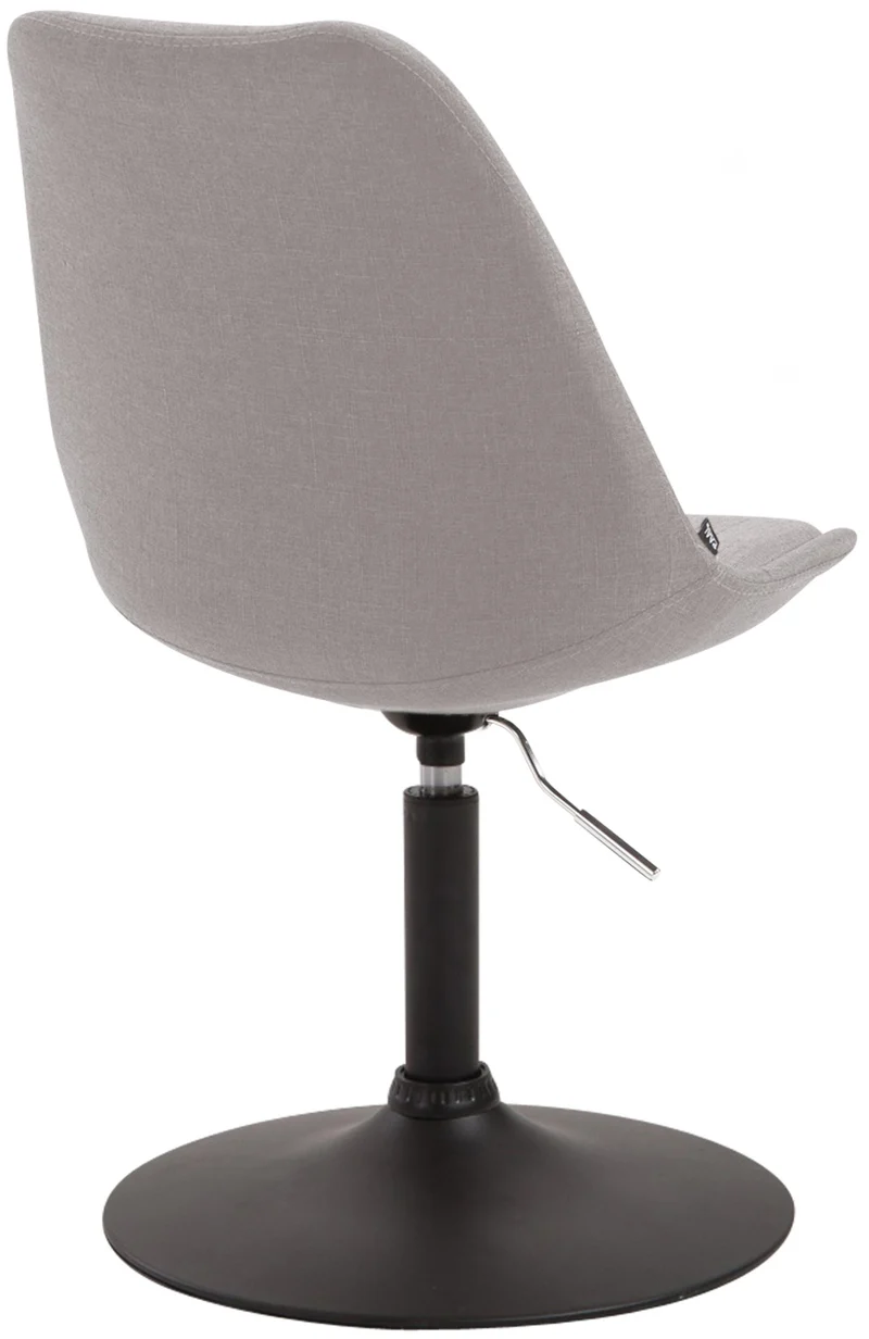 Chaise de salle à manger x1 pivotante hauteur réglable en tissu gris et pied trompette en métal noir 10_0003771