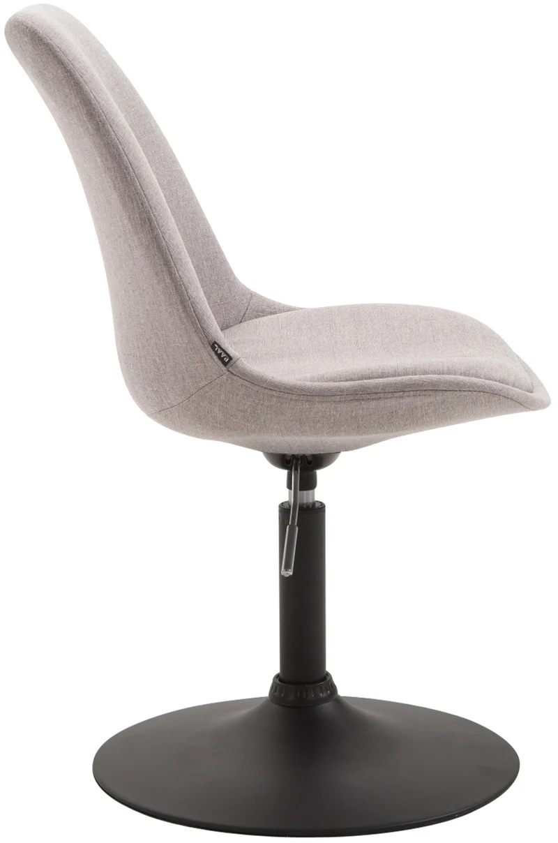 Chaise de salle à manger x1 pivotante hauteur réglable en tissu gris et pied trompette en métal noir 10_0003771