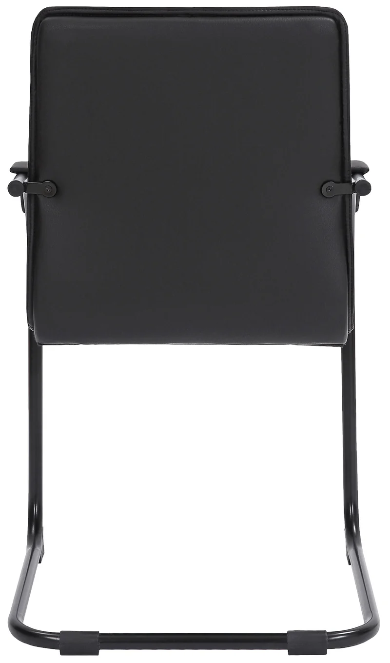 Chaise visiteur fauteuil de bureau avec accoudoirs assise en PVC noir piètement luge métallique noir 10_0003421