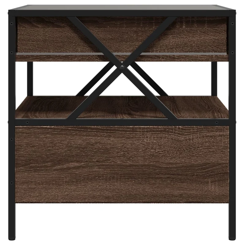 Table basse de salon avec tiroir et étagère design moderne avec LED 50 x 50 x 51 cm bois d'ingénierie verre et métal DEC037556