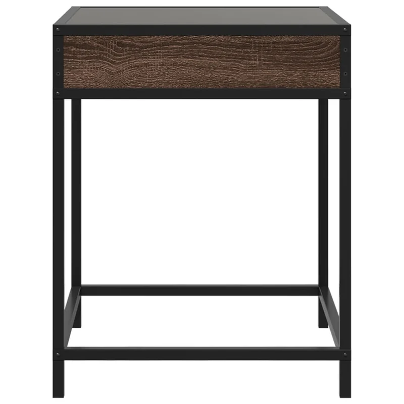 Table basse de salon design moderne avec LED 40 x 40 x 51 cm bois d'ingénierie marron verre et métal DEC037553