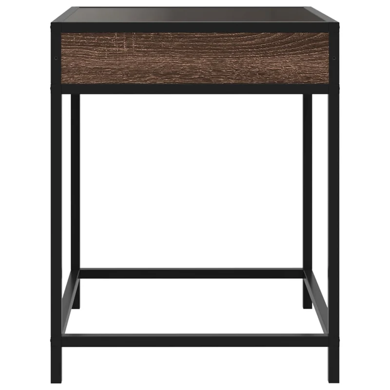 Table basse de salon design moderne avec LED 40 x 40 x 51 cm bois d'ingénierie marron verre et métal DEC037553