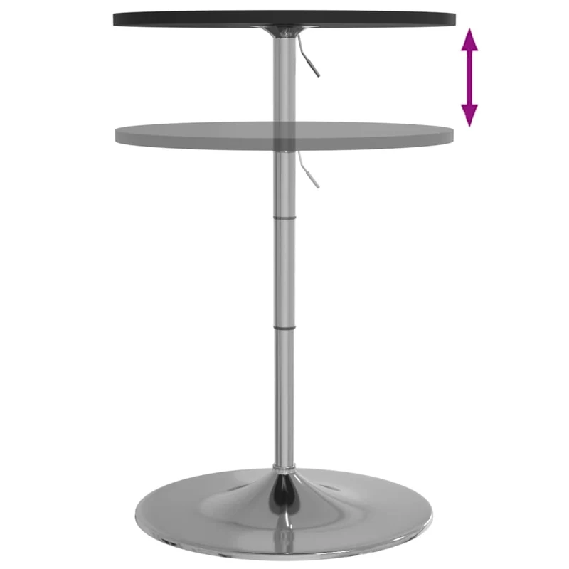 Table d’appoint multifonction table de bar hauteur réglable 69-90 cm diamètre 60 cm en bois d'ingénierie noir et acier chromé DEC036493