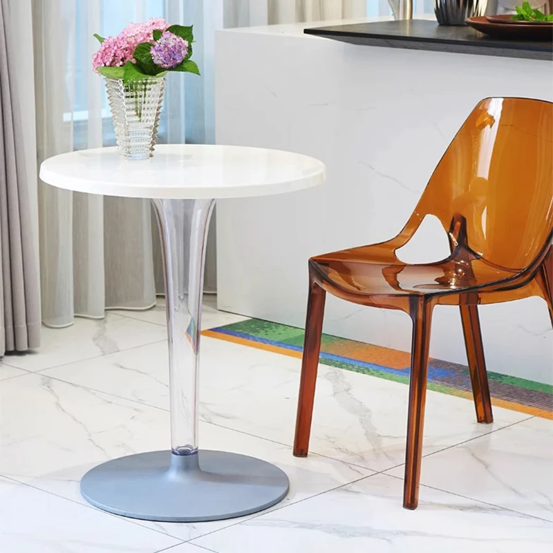 Modern Minimalist Round Cylinder PC Aluminum End Table 1-Tier For Entryways
