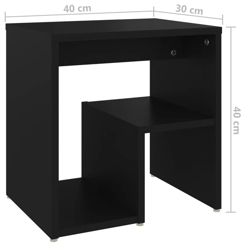 Lot de 2 tables de chevet avec étagères 40 x 30 x 40 cm bois d'ingénierie noir DEC035502