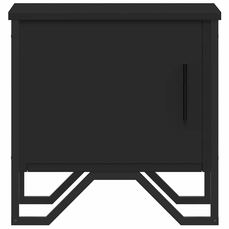 Lot de 2 tables de chevet avec compartiment avec porte 40x30x40 cm aggloméré et métal noir DEC035495