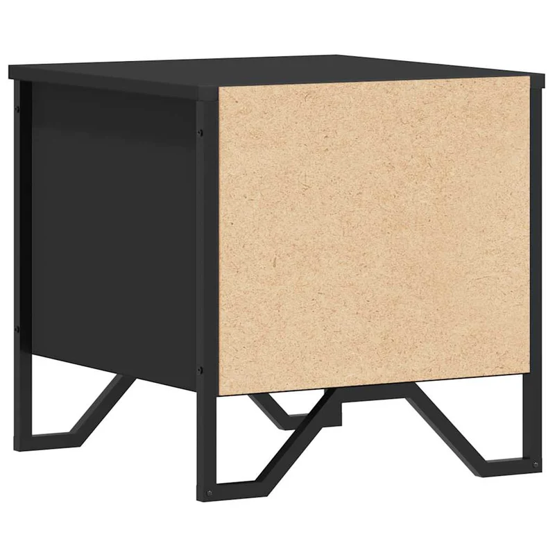 Lot de 2 tables de chevet avec compartiment avec porte 40x30x40 cm aggloméré et métal noir DEC035495