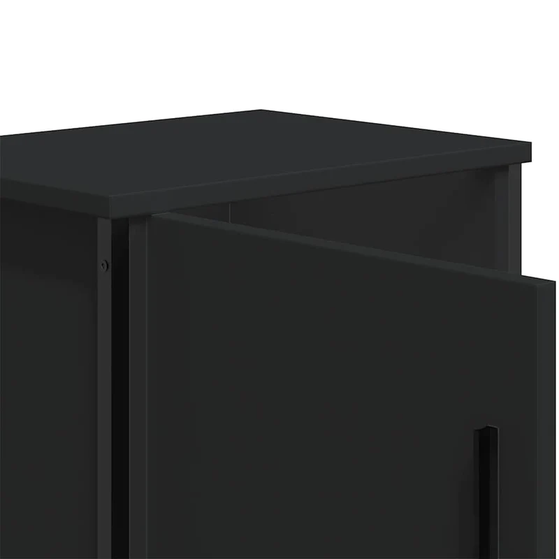Lot de 2 tables de chevet avec compartiment avec porte 40x30x40 cm aggloméré et métal noir DEC035495