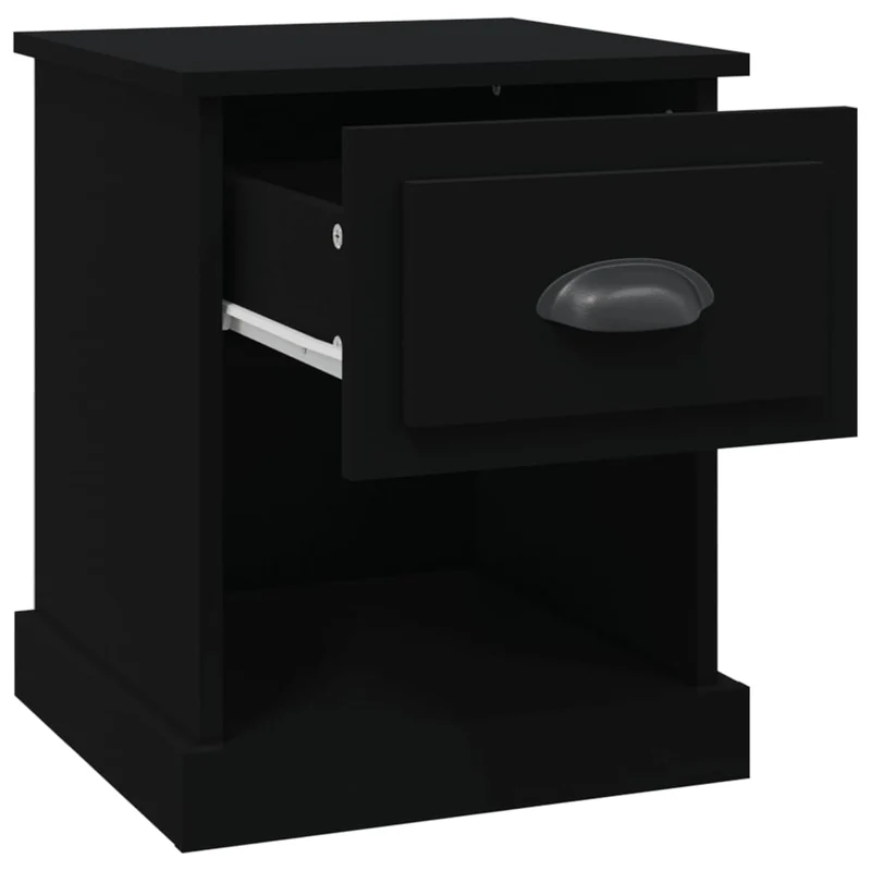 Lot de 2 tables de chevet avec tiroir et compartiment ouvert 39 x 39 x 47,5 cm bois d'ingénierie noir DEC035493