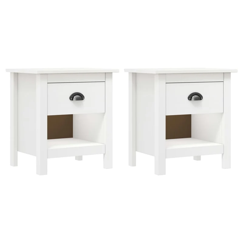 Lot de 2 tables de chevet avec tiroir et compartiment ouvert 46 x 35 x 49,5 cm bois de pin blanc DEC035416