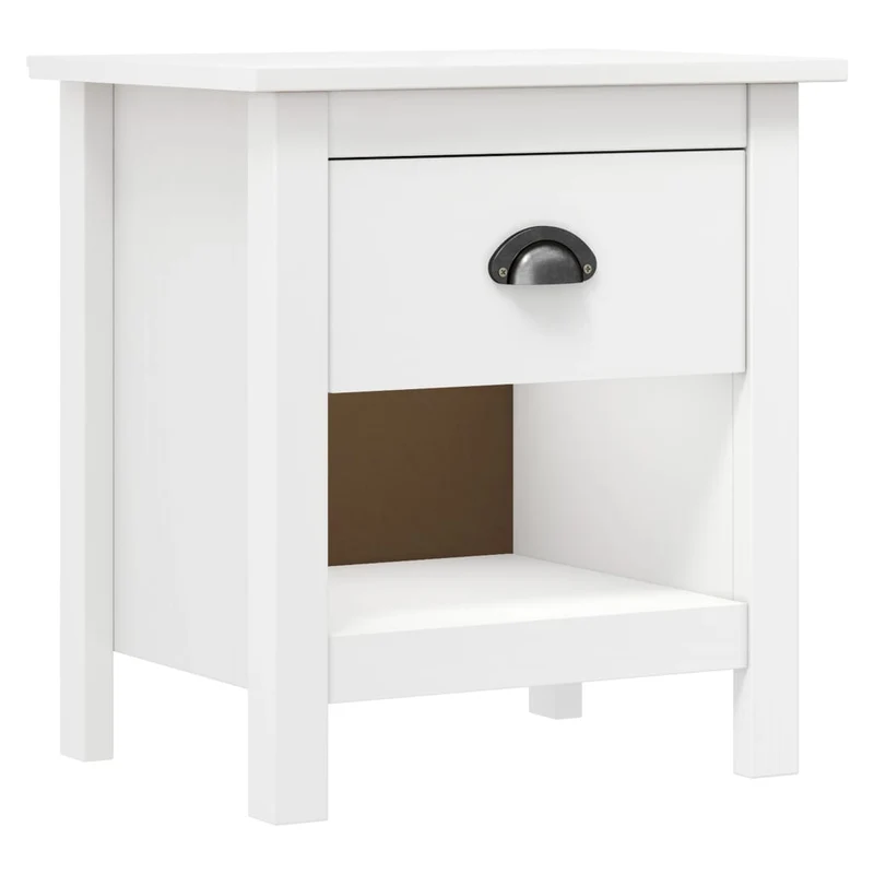 Lot de 2 tables de chevet avec tiroir et compartiment ouvert 46 x 35 x 49,5 cm bois de pin blanc DEC035416
