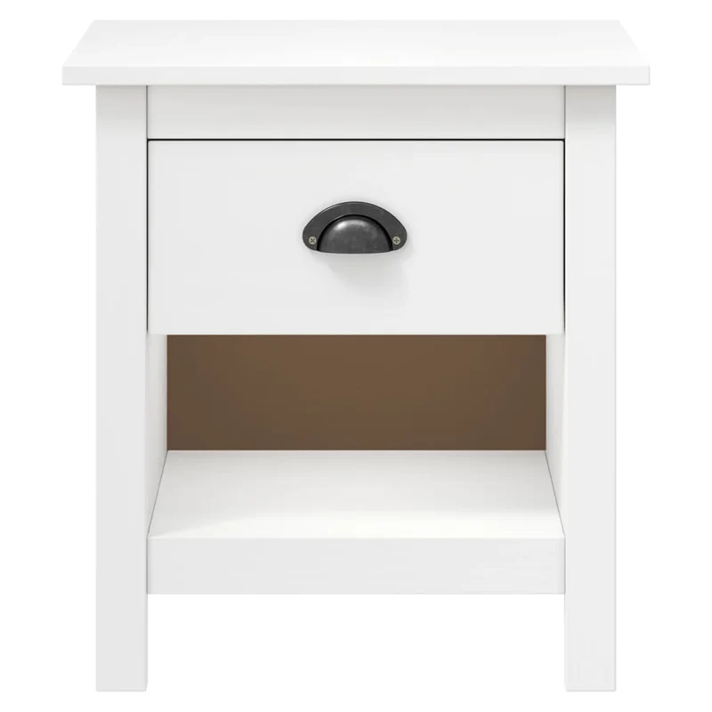 Lot de 2 tables de chevet avec tiroir et compartiment ouvert 46 x 35 x 49,5 cm bois de pin blanc DEC035416