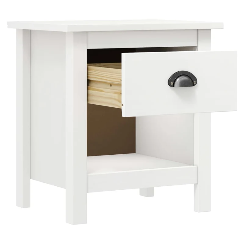 Lot de 2 tables de chevet avec tiroir et compartiment ouvert 46 x 35 x 49,5 cm bois de pin blanc DEC035416
