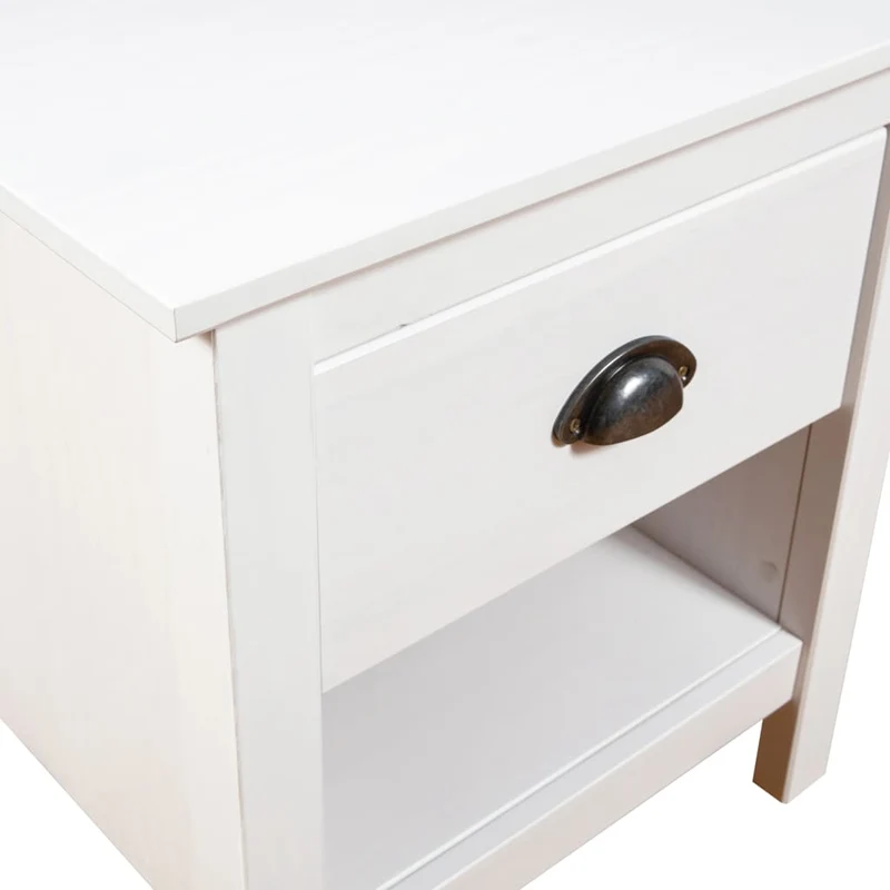 Lot de 2 tables de chevet avec tiroir et compartiment ouvert 46 x 35 x 49,5 cm bois de pin blanc DEC035416