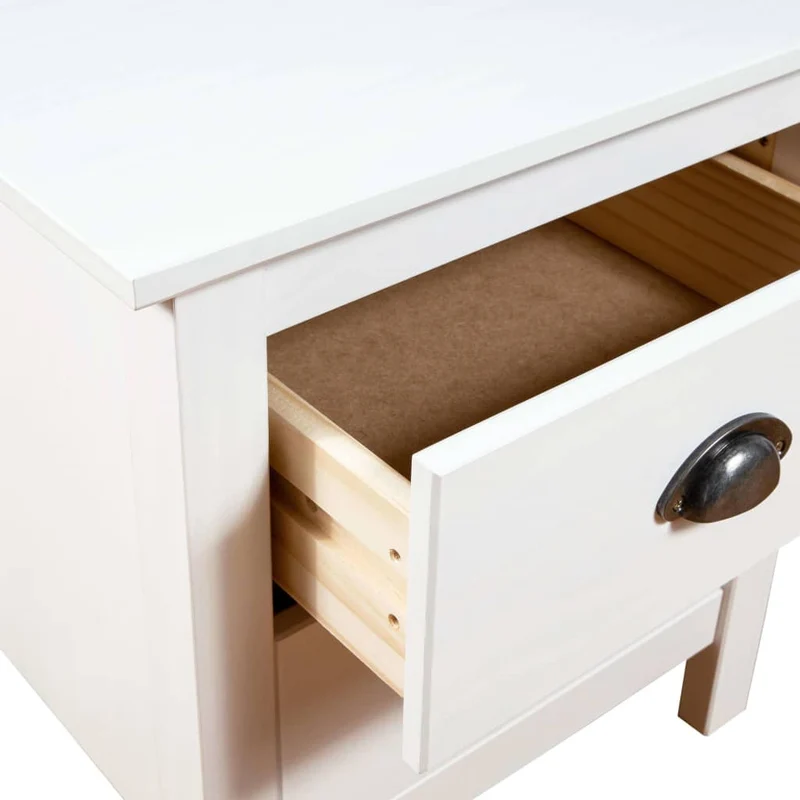 Lot de 2 tables de chevet avec tiroir et compartiment ouvert 46 x 35 x 49,5 cm bois de pin blanc DEC035416