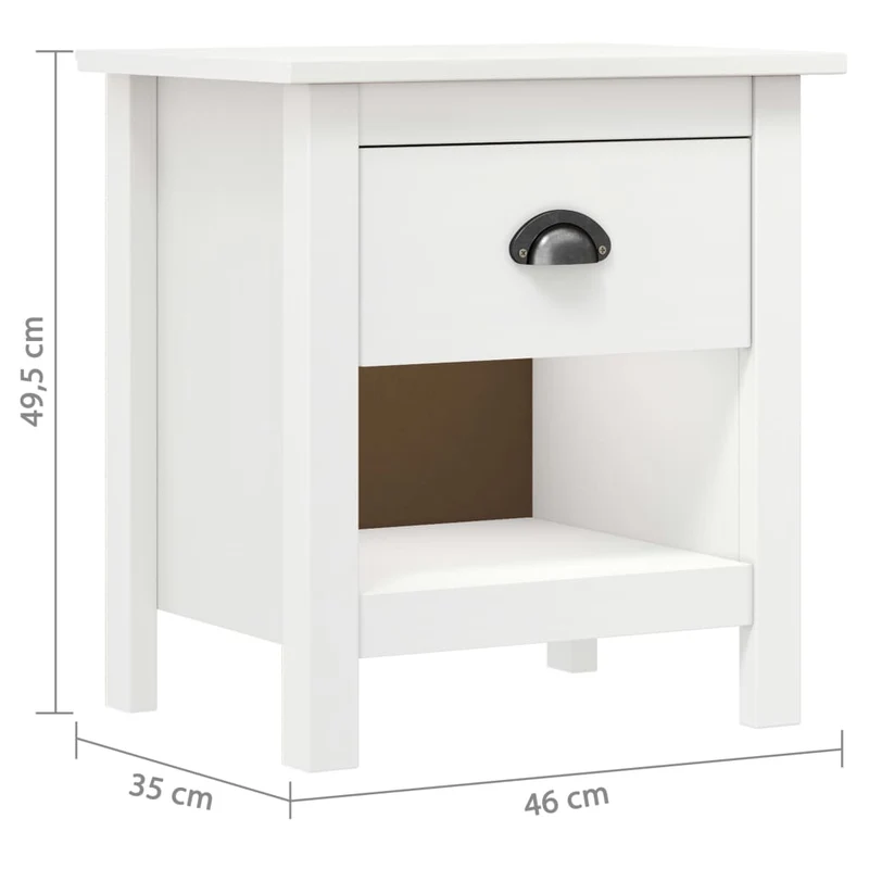 Lot de 2 tables de chevet avec tiroir et compartiment ouvert 46 x 35 x 49,5 cm bois de pin blanc DEC035416