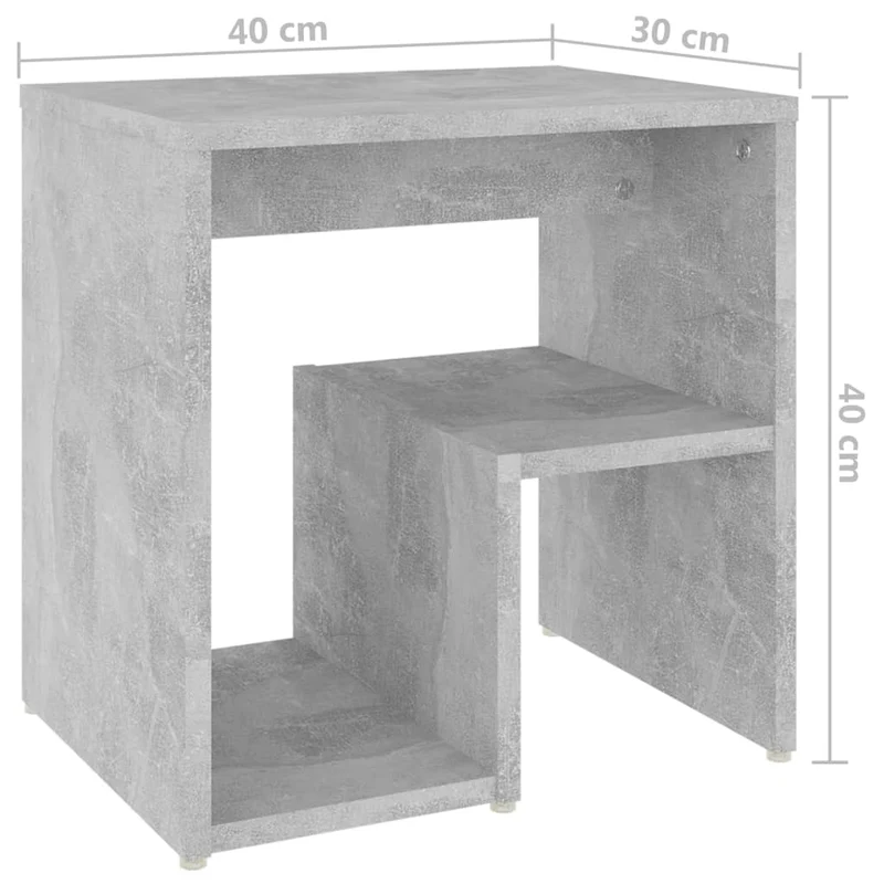 Lot de 2 tables de chevet avec étagères 40 x 30 x 40 cm bois d'ingénierie gris DEC035351
