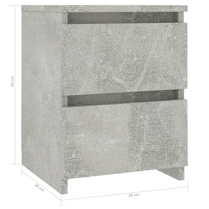 Lot de 2 tables de chevet avec deux tiroirs 30 x 30 x 40 cm bois d’ingénierie gris DEC035340