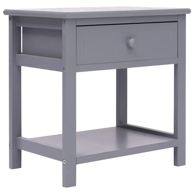 Lot de 2 tables de chevet avec tiroir et étagère 40 x 29 x 42 cm bois de paulownia gris DEC035314