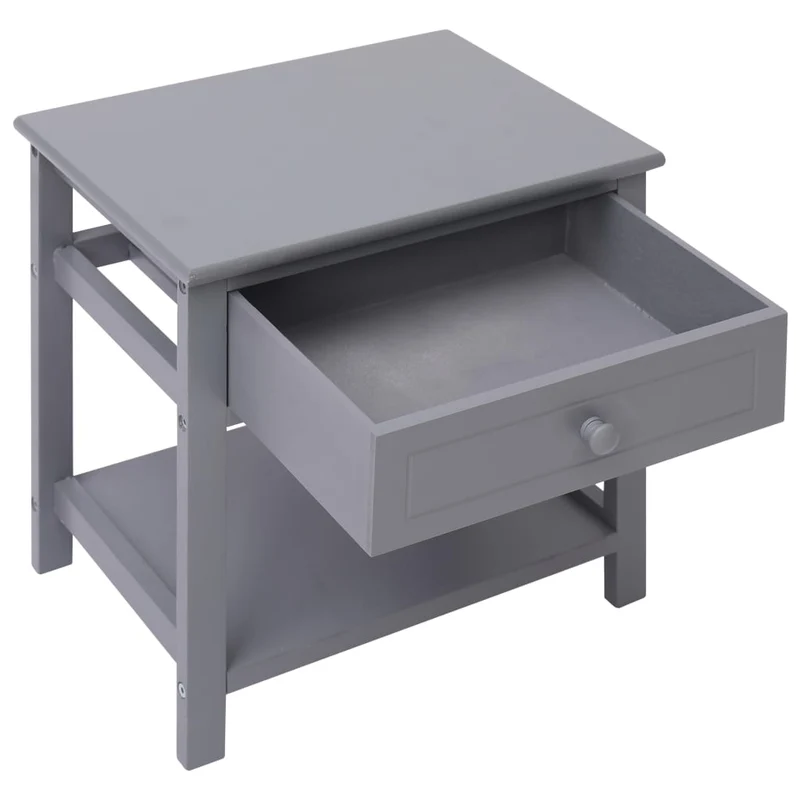 Lot de 2 tables de chevet avec tiroir et étagère 40 x 29 x 42 cm bois de paulownia gris DEC035314