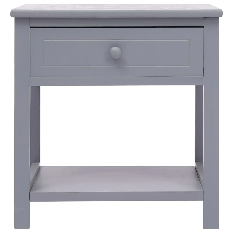 Lot de 2 tables de chevet avec tiroir et étagère 40 x 29 x 42 cm bois de paulownia gris DEC035314