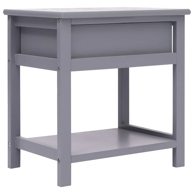 Lot de 2 tables de chevet avec tiroir et étagère 40 x 29 x 42 cm bois de paulownia gris DEC035314