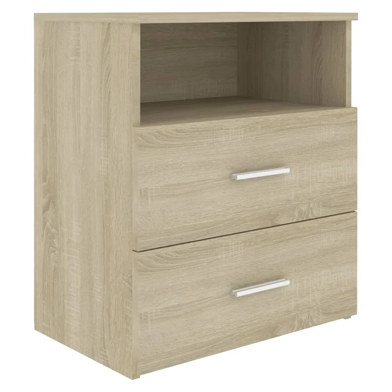 Lot de 2 tables de chevet avec tiroirs et compartiment ouvert 50 x 32 x 60 cm bois d'ingénierie couleur chêne DEC035292