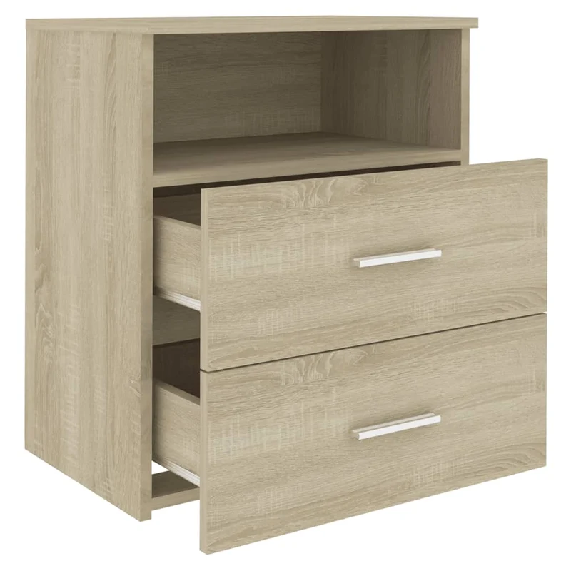Lot de 2 tables de chevet avec tiroirs et compartiment ouvert 50 x 32 x 60 cm bois d'ingénierie couleur chêne DEC035292