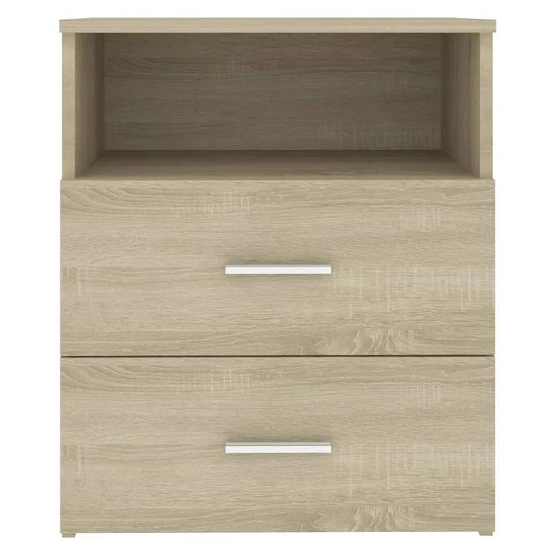 Lot de 2 tables de chevet avec tiroirs et compartiment ouvert 50 x 32 x 60 cm bois d'ingénierie couleur chêne DEC035292