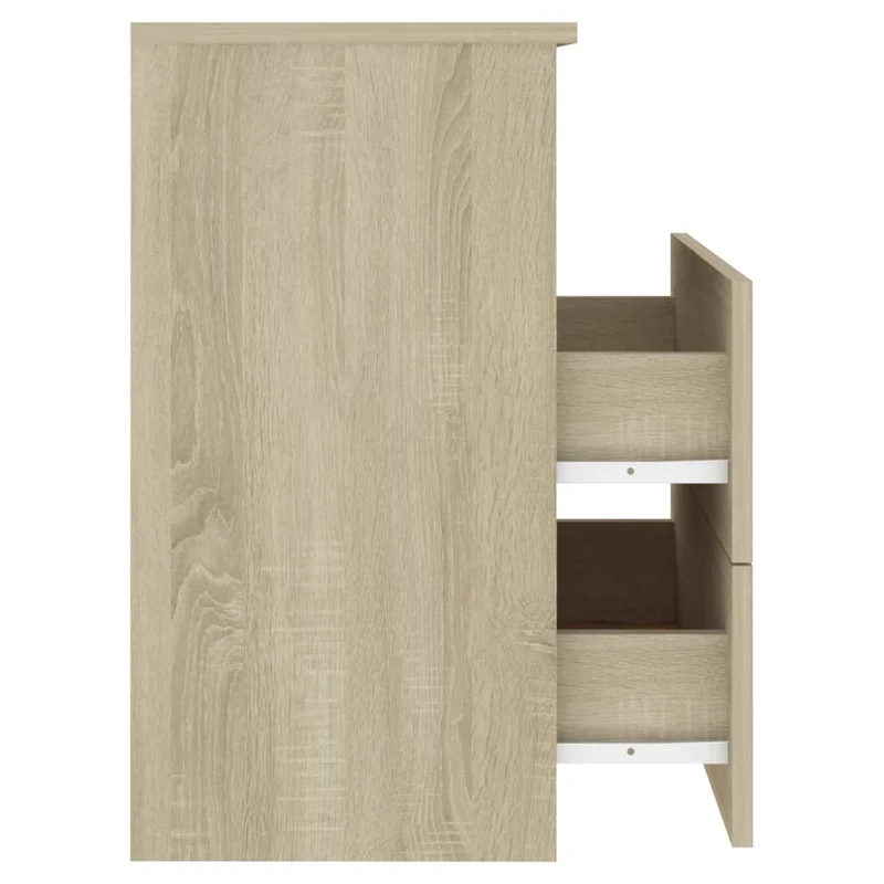 Lot de 2 tables de chevet avec tiroirs et compartiment ouvert 50 x 32 x 60 cm bois d'ingénierie couleur chêne DEC035292