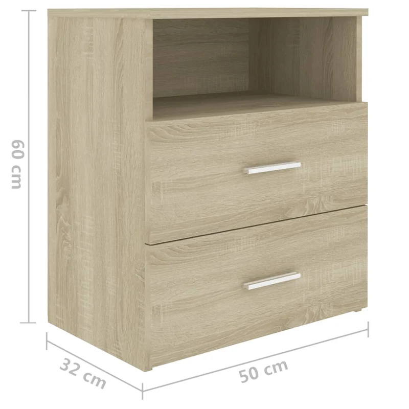 Lot de 2 tables de chevet avec tiroirs et compartiment ouvert 50 x 32 x 60 cm bois d'ingénierie couleur chêne DEC035292