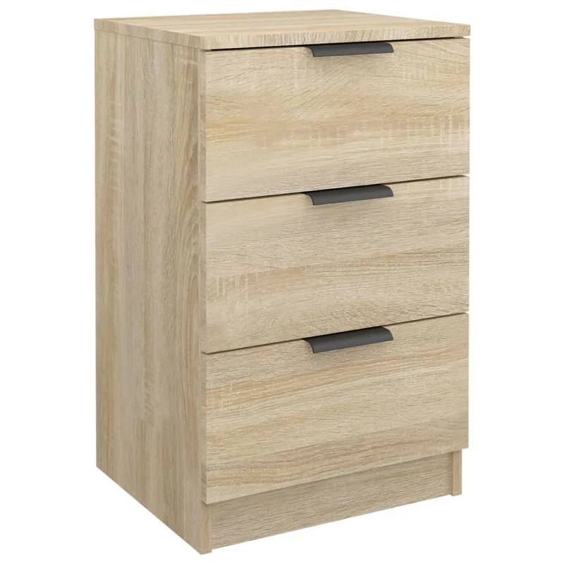 Lot de 2 tables de chevet avec 3 tiroirs 40 x 36 x 65 cm bois d'ingénierie couleur chêne DEC035266