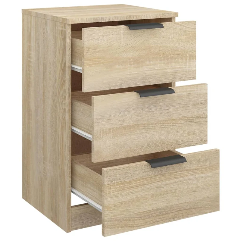 Lot de 2 tables de chevet avec 3 tiroirs 40 x 36 x 65 cm bois d'ingénierie couleur chêne DEC035266