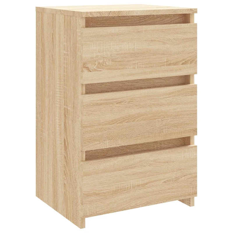 Lot de 2 tables de chevet avec 3 tiroirs 40 x 35 x 62,5 cm aggloméré couleur chêne DEC035260