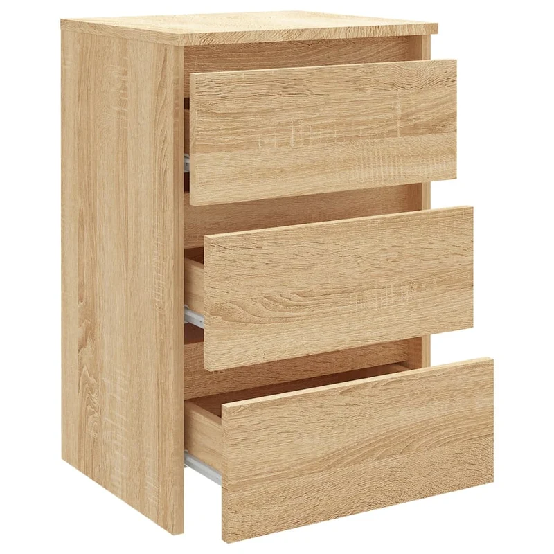 Lot de 2 tables de chevet avec 3 tiroirs 40 x 35 x 62,5 cm aggloméré couleur chêne DEC035260