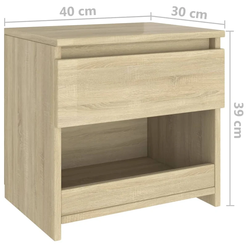 Lot de 2 tables de chevet avec tiroir et compartiment ouvert 40 x 30 x 39 cm aggloméré couleur chêne DEC035228