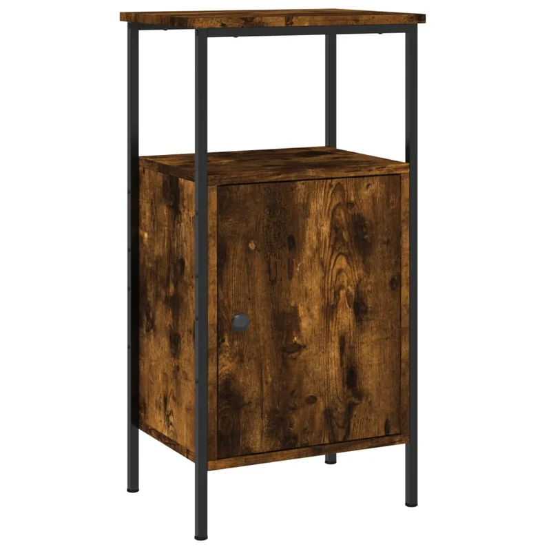 Lot de 2 tables de chevet avec compartiment avec porte 41 x 31 x 80 cm bois ingénierie marron et fer DEC035138