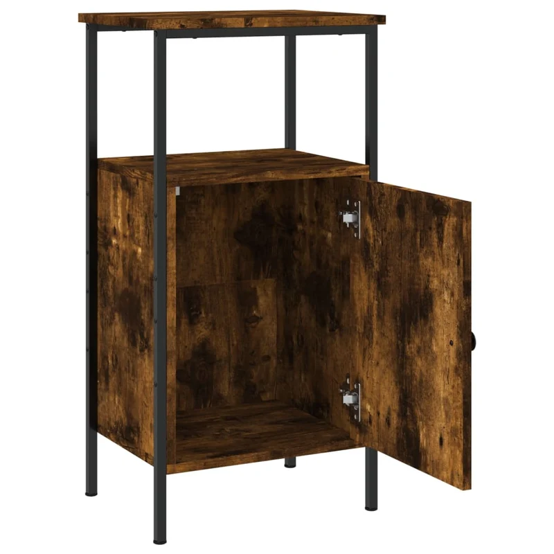 Lot de 2 tables de chevet avec compartiment avec porte 41 x 31 x 80 cm bois ingénierie marron et fer DEC035138