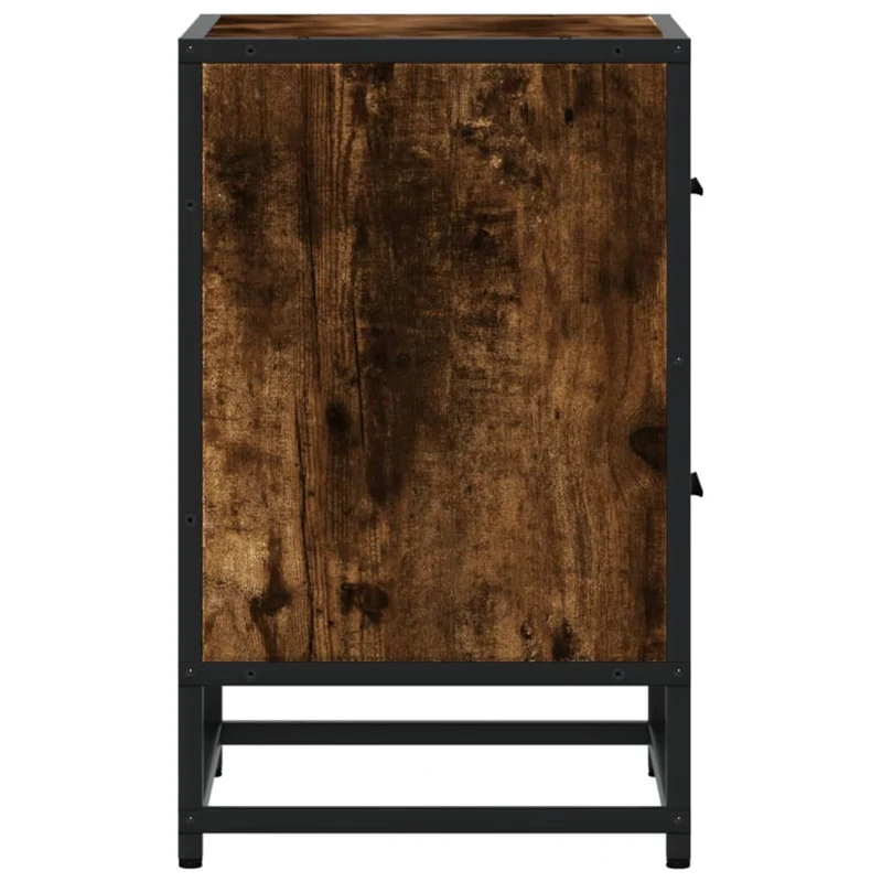 Lot de 2 tables de chevet avec deux tiroirs 40 x 31 x 50 cm bois ingénierie marron et acier DEC035084