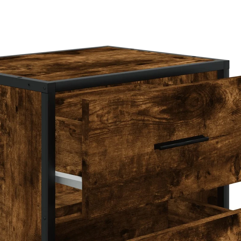 Lot de 2 tables de chevet avec deux tiroirs 40 x 31 x 50 cm bois ingénierie marron et acier DEC035084