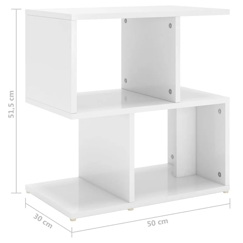 Lot de 2 tables de chevet avec étagères 50 x 30 x 51,5 cm en bois d'ingénierie blanc brilliant DEC035041