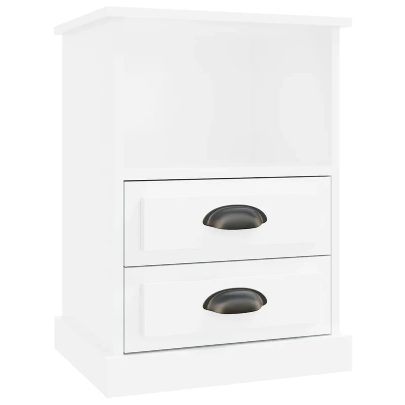 Lot de 2 tables de chevet avec tiroirs et compartiment 43 x 36 x 60 cm bois d'ingénierie blanc brilliant DEC035034